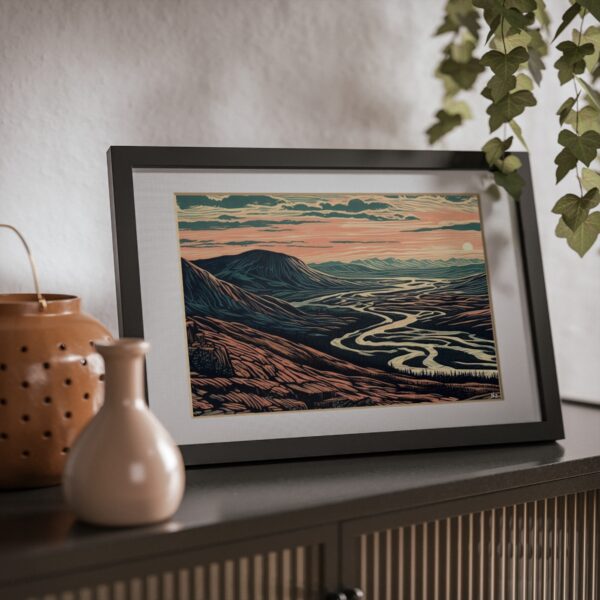 Rivers meet highlands at dawn - Framed Print - Image 3