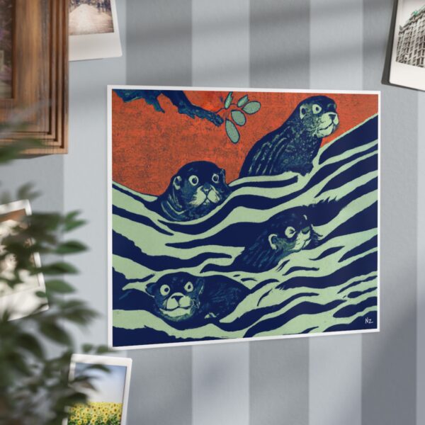 Silly Otters - Unframed Print - Image 3